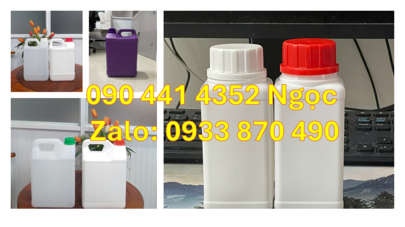 Can 0.5 lít đựng dầu gội, can 1 lít đựng hóa chất, can nhựa 2 lít đựng thuốc sát khuẩn 