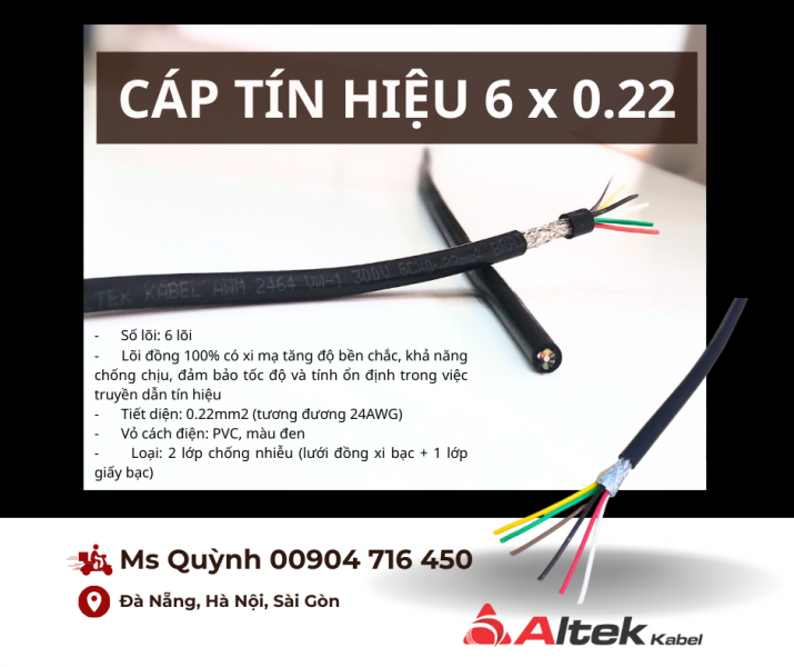Cáp tín hiệu rs485 6x0.22 Altek Kabel Đà Nẵng, Hà Nội, Sài Gòn, Bình 