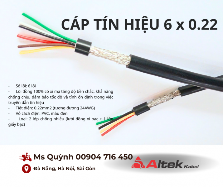 Cáp tín hiệu rs485 6x0.22 Altek Kabel Đà Nẵng, Hà Nội, Sài Gòn, Bình 