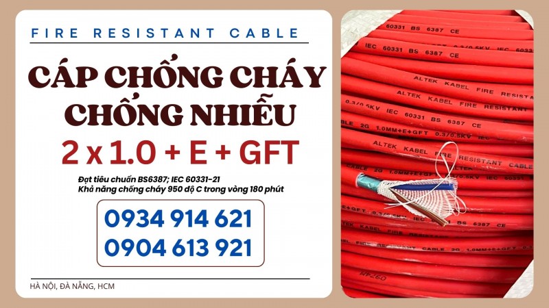 Cáp điện chống cháy chống nhiễu 2x0.75/2x1.0/2x1.5/2x2.5 Altek Kabel