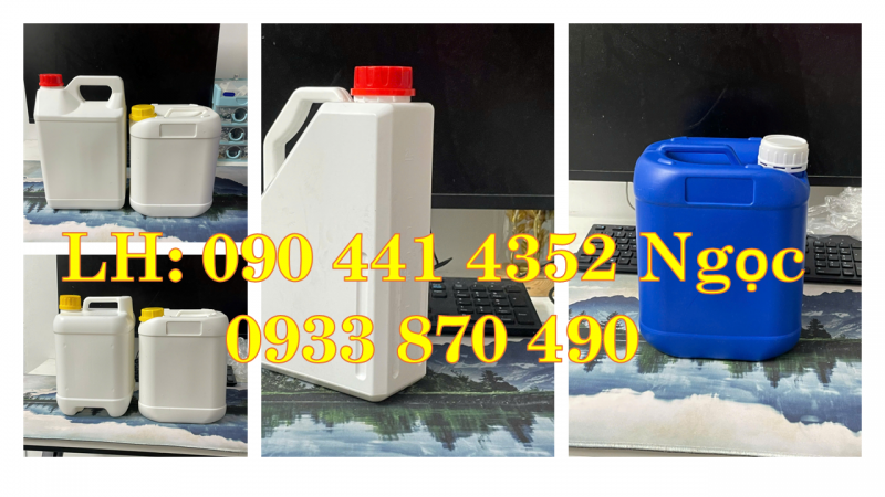 Gía can nhựa 2 lít có vòi ấn, can 5 lít đựng hóa chất nhựa chính phẩm