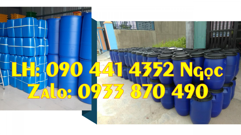 Gía thùng phuy nhựa 220 lít làm bè cá, thùng phuy nắp hở 220 lít mới 