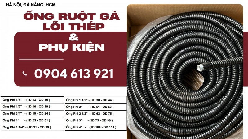 Kho phân phối ống ruột gà lõi thép bọc nhựa tại Đà Nẵng, Hà Nội, HCM