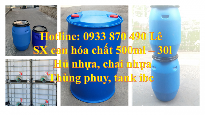 Thùng phuy đựng dung môi, thùng phi nhựa đựng nguyên liệu hóa học 