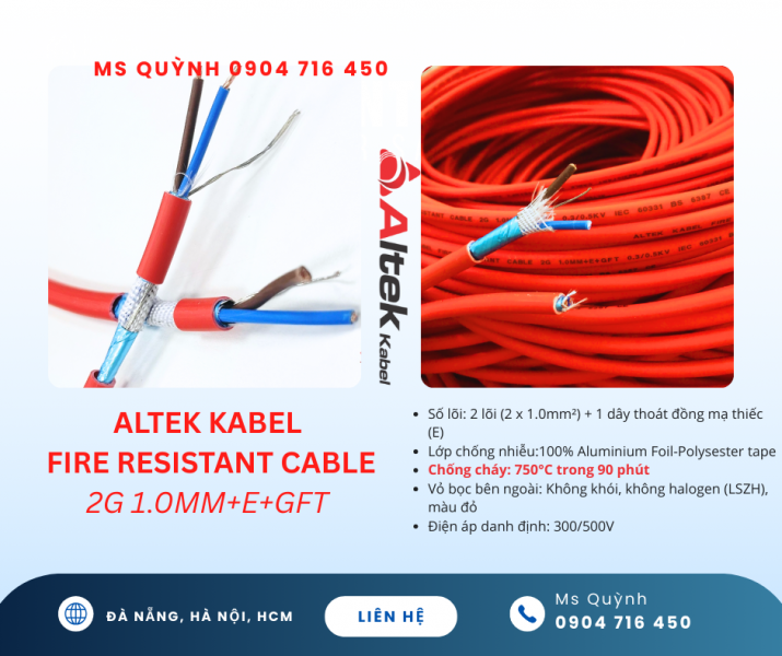 Cáp chống cháy chống nhiễu Altek Kabel 2x1.0 Sài Gòn, Hà Nội, Đà Nẵng, Vũng Tàu