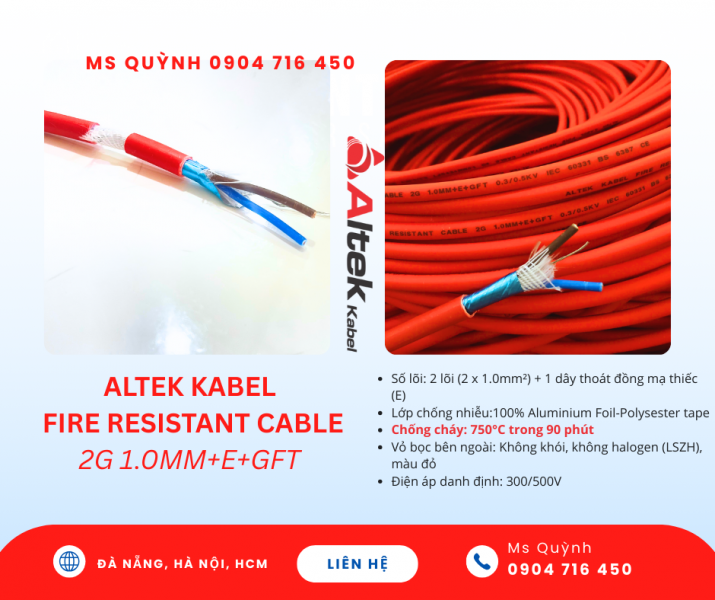 Cáp chống cháy chống nhiễu Altek Kabel 2x1.0 Sài Gòn, Hà Nội, Đà Nẵng, Vũng Tàu