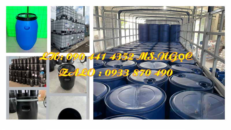 Cung cấp thùng phi nhựa 220 lít nắp hở, thùng phuy đựng dầu nhờn, mủ cao su