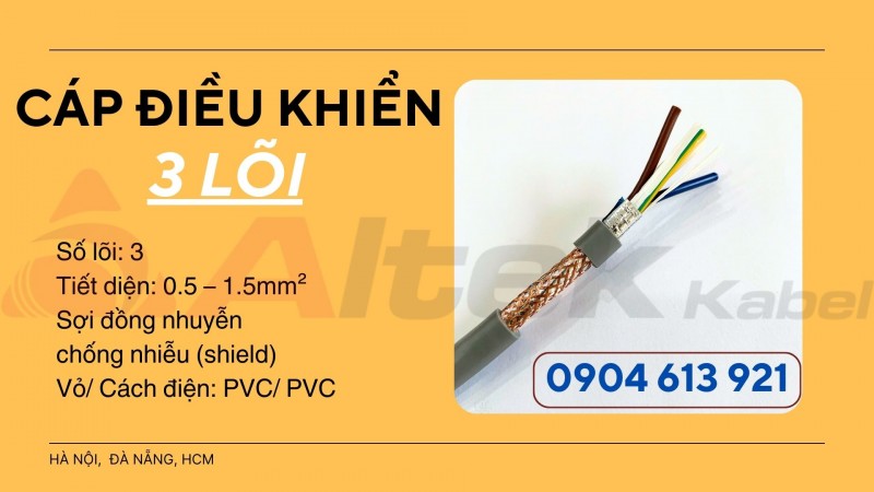 Cáp điều khiển 3x0.5/3x0.75/3x1.0/3x1.5 Altek Kabel 