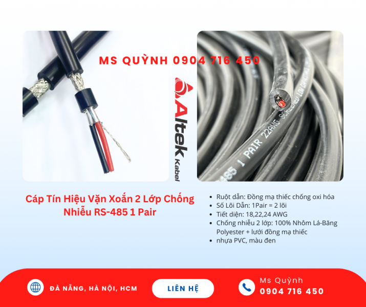 Cáp tín hiệu RS485 24awg,22awg,18awg Altek Kabel