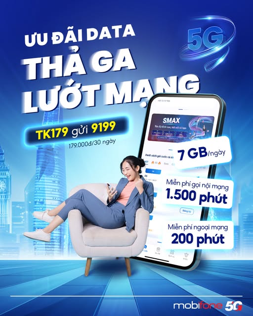 Gói cước TK179 MobiFone: Ưu đãi data – Thả ga lướt mạng