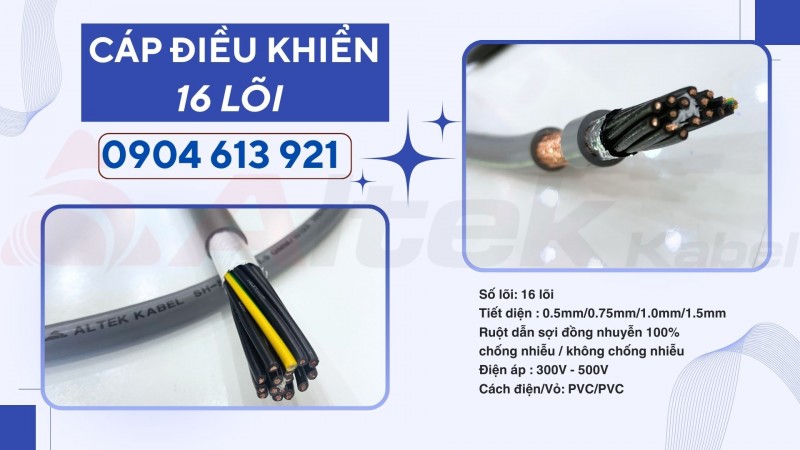 Cáp điều khiển 16x0.5/16x0.75/16x1.0/16x1.5 Altek Kabel 
