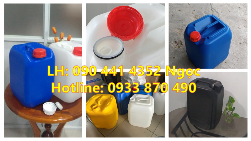 CAN NHỰA 30 LÍT ĐỰNG XĂNG DẦU LOẠI VUÔNG, CAN NHỰA 25 LÍT HÓA CHẤT NHIỀU MÀU 