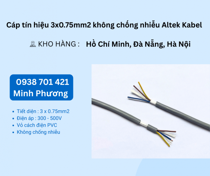 Cáp điều khiển không chống nhiễu CT-500 3x0.75 Altek Kabel Đà Nẵng, Hải Dương, Hải Phòng