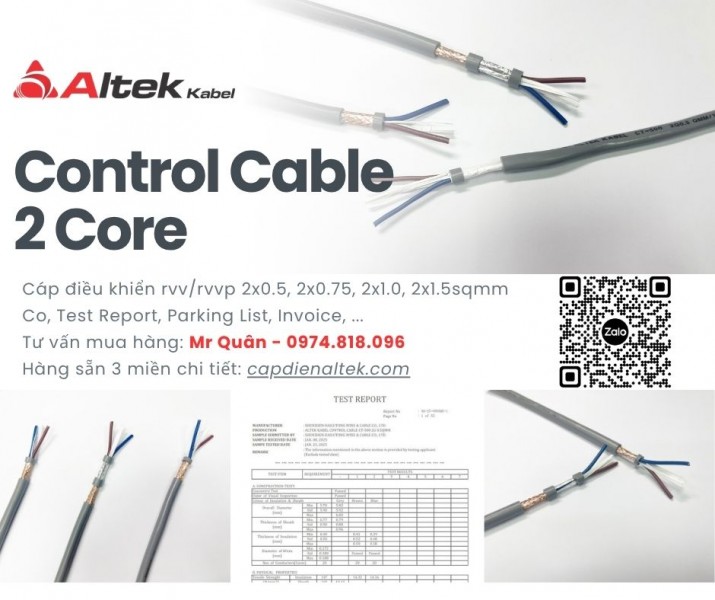 Altek Kabel: Cáp tín hiệu 2 lõi 0.75 bọc kim chống nhiễu