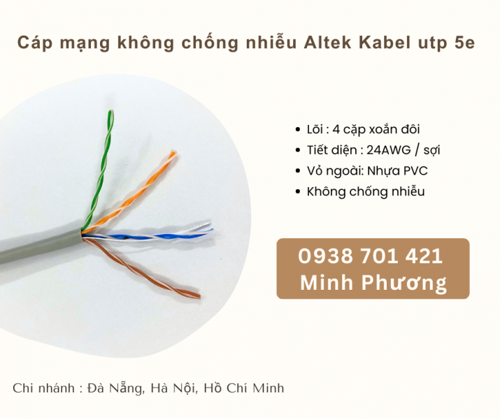 Cáp mạng không chống nhiễu Altek Kabel utp 5e Khánh Hòa – Bình Định – Gia Lai
