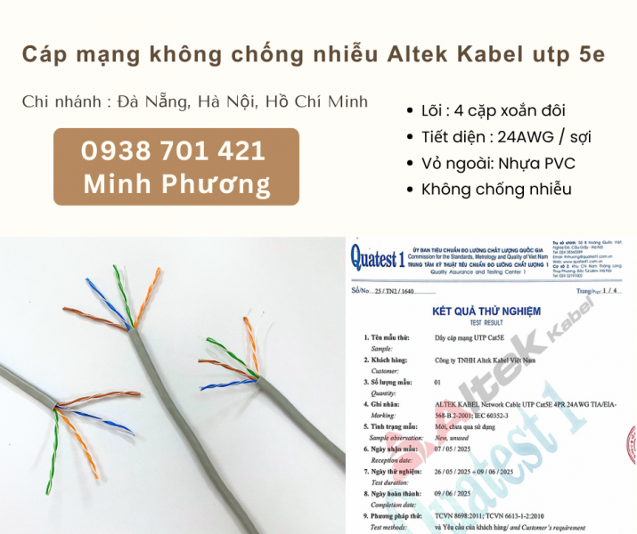 Cáp mạng không chống nhiễu Altek Kabel utp 5e Khánh Hòa – Bình Định – Gia Lai