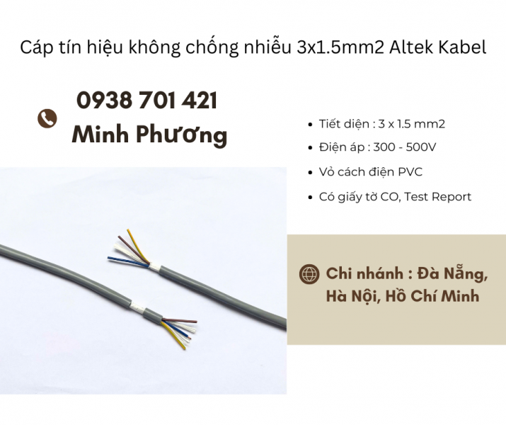 Cáp tín hiệu không chống nhiễu 3x1.5mm2 Altek Kabel chính hãng – giá tốt Đà Nẵng