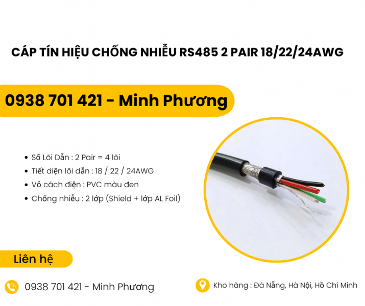 Cáp tín hiệu chống nhiễu RS485 2 pair 18/22/24awg Altek Kabel Đà Nẵng, Huế, Phú Yên 