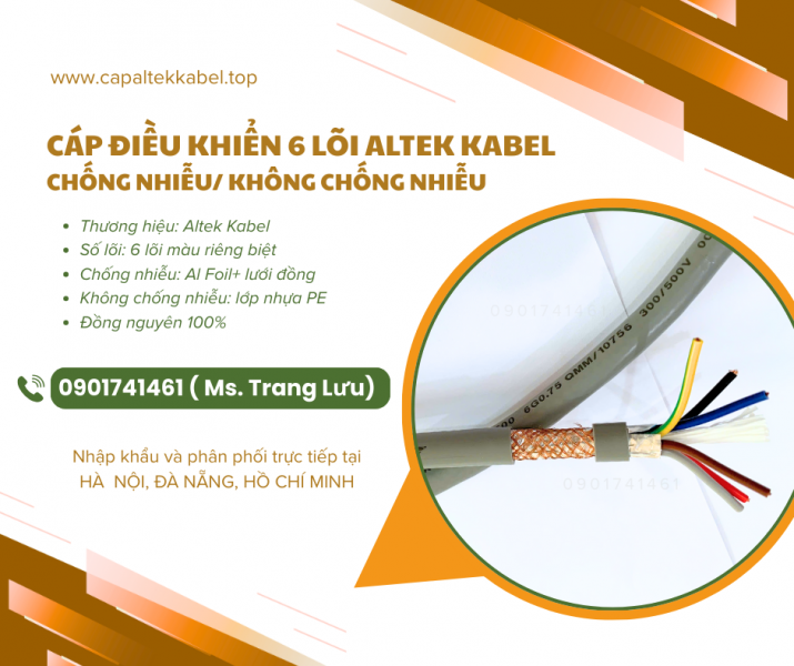 Cáp điều khiển 6x0.5, 6x0.75, 6x1.0, 6x1.5 Altek Kabel chính hãng