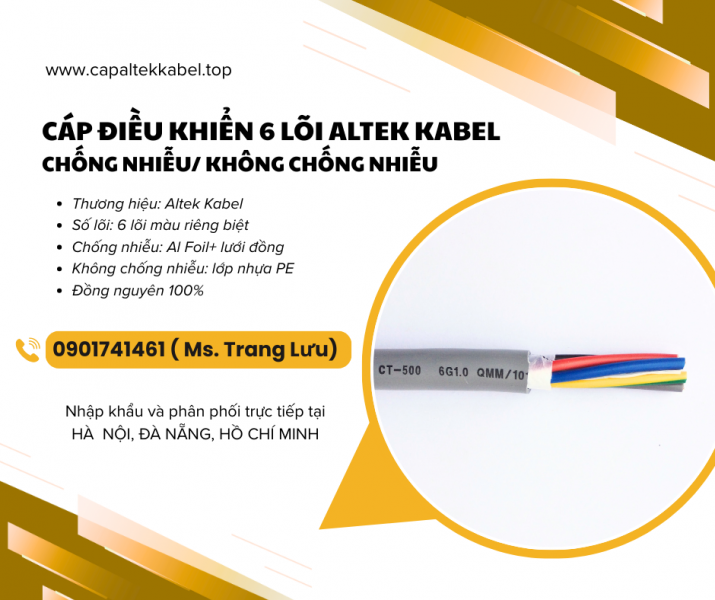 Cáp điều khiển 6x0.5, 6x0.75, 6x1.0, 6x1.5 Altek Kabel chính hãng