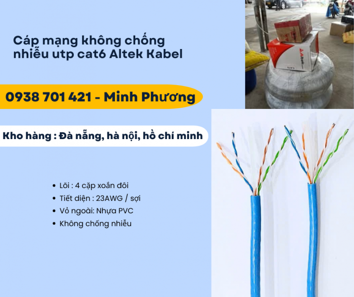 Cáp mạng không chống nhiễu utp cat6 Altek Kabel Gia Lai, Đắk Lắk, Lâm Đồng