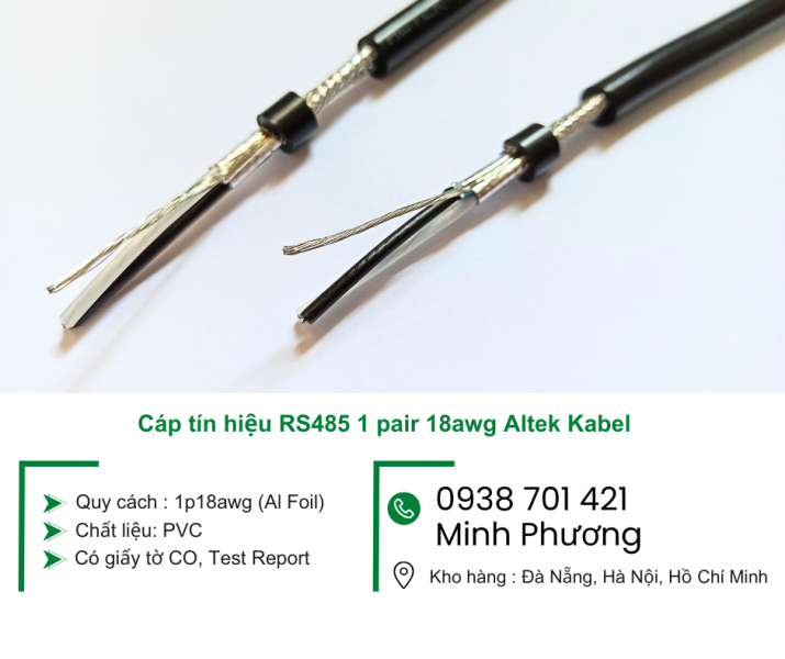 Cáp tín hiệu RS485 1 pair 18awg Altek Kabel Khánh Hòa, Ninh Thuận, Bình Thuận
