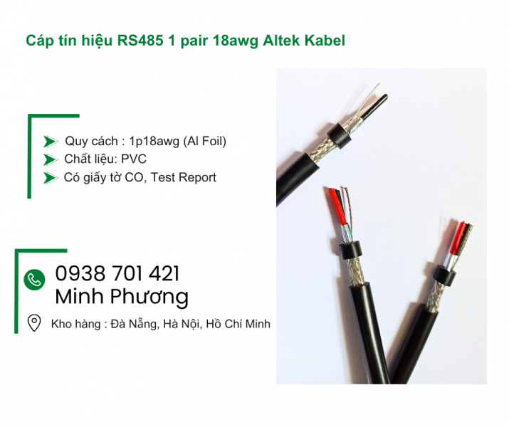 Cáp tín hiệu RS485 1 pair 18awg Altek Kabel Khánh Hòa, Ninh Thuận, Bình Thuận