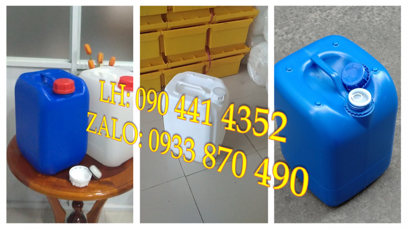 CAN NHỰA 10 LÍT ĐỰNG CA(OH)2, CAN NHỰA 20 LÍT ĐỰNG NƯỚC VÔI TRONG, NƯỚC MUỐI