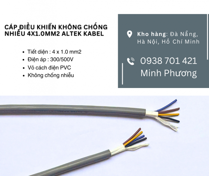 Cáp tín hiệu không chống nhiễu Altek Kabel 4x1.0mm2 Quảng Nam, Quảng Ngãi, Bình Định