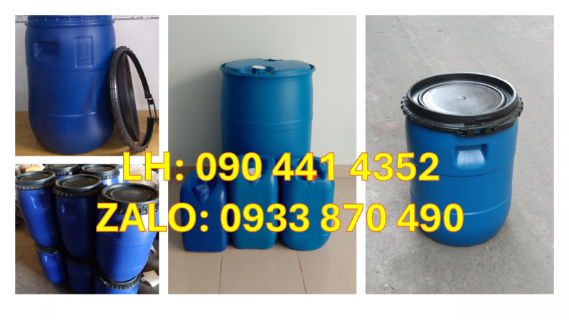 THÙNG PHI NHỰA HDPE 50 LÍT ĐỰNG PHẨM MÀU, THÙNG PHUY NHỰA NẮP KÍN 220 LÍT XANH