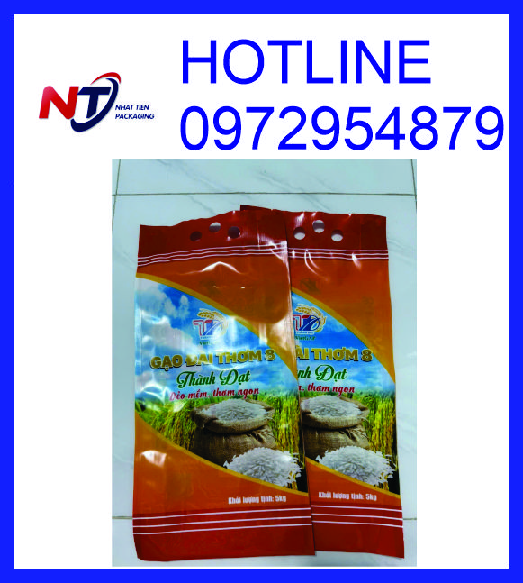 Túi đựng gạo 5kg PA/PE, túi gạo 5kg in ống đồng giá rẻ