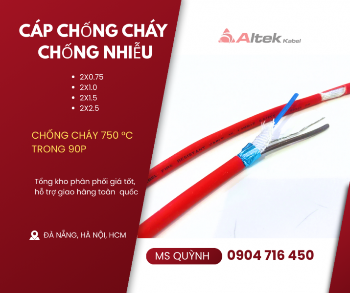 Cáp Chống Cháy Chống Nhiễu Altek Kabel 2x 0.75, 2x1.0, 2x1.5, 2x2.5 FR
