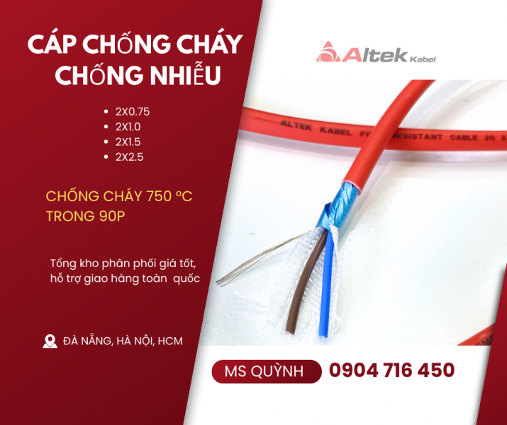 Cáp Chống Cháy Chống Nhiễu Altek Kabel 2x 0.75, 2x1.0, 2x1.5, 2x2.5 FR