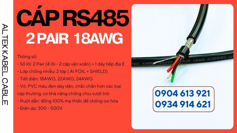 Cáp tín hiệu RS485 xoắn 2 lớp chống nhiễu 2 pair 24AWG Altek Kabel