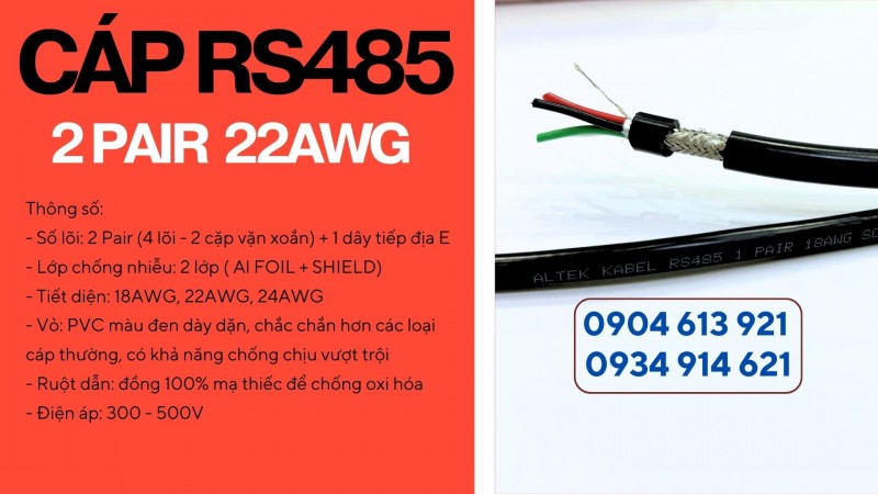 Cáp tín hiệu RS485 xoắn 2 lớp chống nhiễu 2 pair 24AWG Altek Kabel