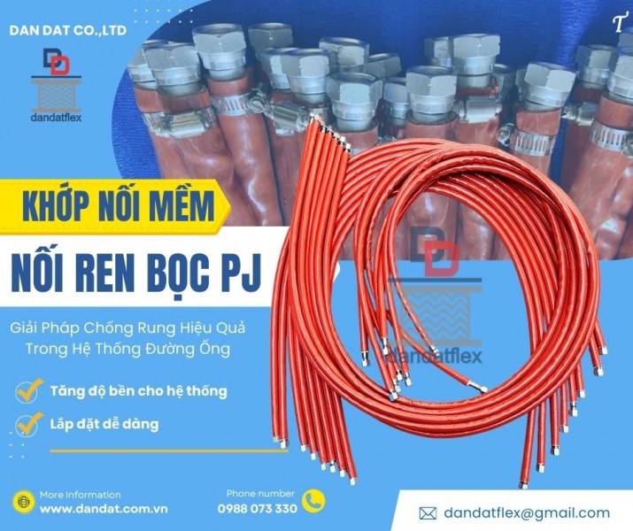 Khớp nối mềm bọc PJ chống cháy/khớp nối mềm rắc co ren/ khớp nối ren công nghiệp