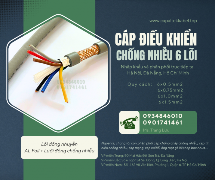 Cáp điều khiển 6x0.5, 6x0.75, 6x1.0, 6x1.5 SH-500 Altek Kabel