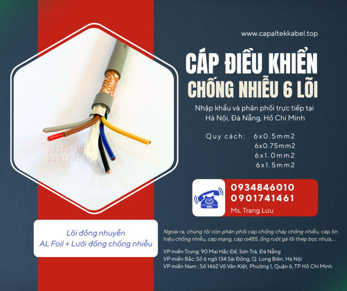 Cáp điều khiển 6x0.5, 6x0.75, 6x1.0, 6x1.5 SH-500 Altek Kabel