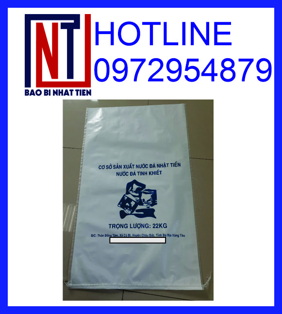 Cung cấp bao PP trắng đựng nước đá, in bao bì đựng nước đá