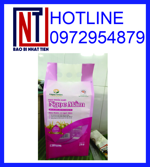 Bao bì gạo 2kg PA/PE, chuyên in túi đựng gạo 2kg