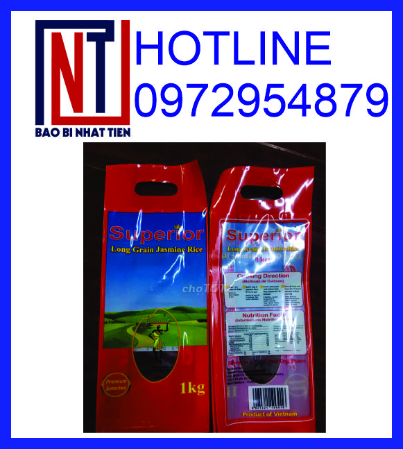 In bao bì gạo 1kg, 2kg, 5kg chất liệu PA/PE