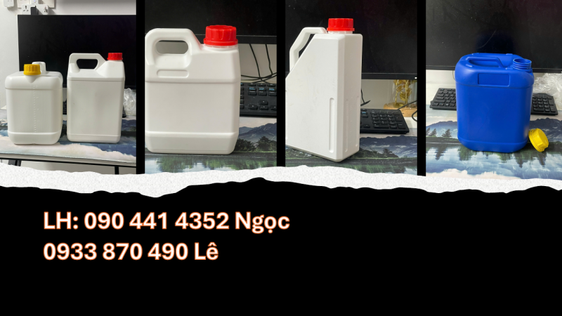 Can nhựa 1 lít đựng dung môi hữu cơ, bình nhựa 500ml đựng cồn công nghiệp, cồn y tế… 