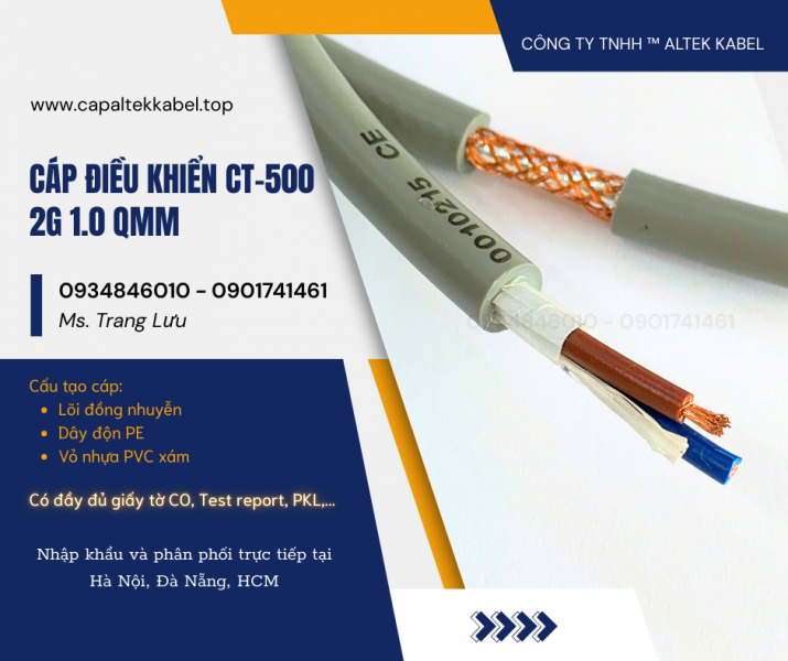 Cáp điều khiển Altek Kabel 2x1.0mm2 không chống nhiễu