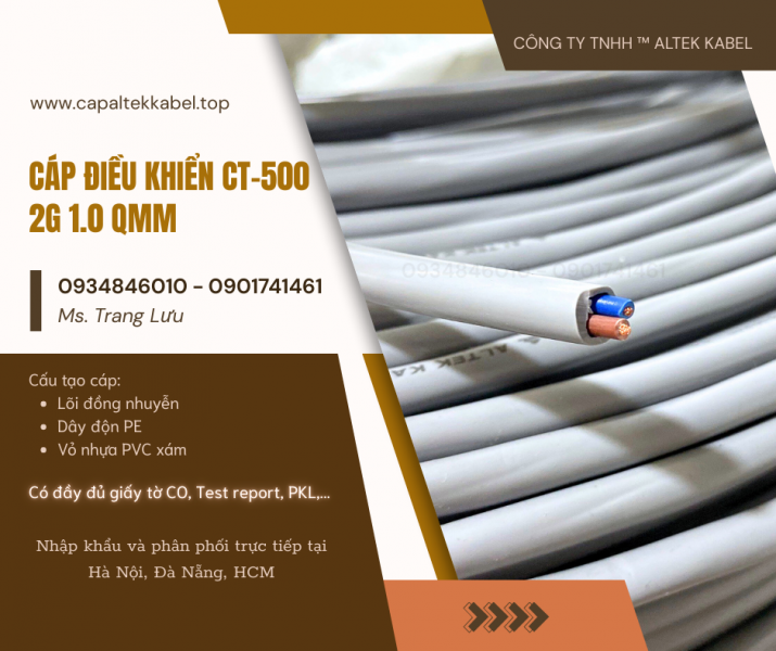 Cáp điều khiển Altek Kabel 2x1.0mm2 không chống nhiễu