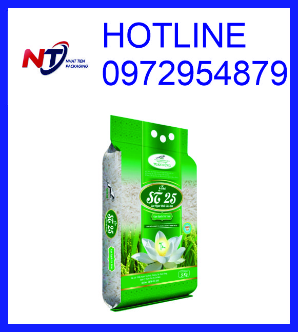 Chuyên in túi đựng gạo 5kg, bao bì gạo 5kg ghép màng