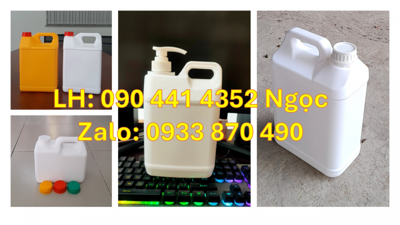 Can nhựa vuông 5 lít đựng kiềm, can nhựa 2 lít đựng thuốc diệt sâu bọ 