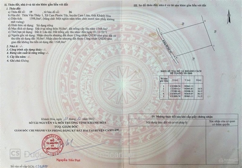 HOT HOT - Chính Chủ Bán ĐẤT Xã Cam Phước Tây, Huyện Cam Lâm, Khánh Hòa