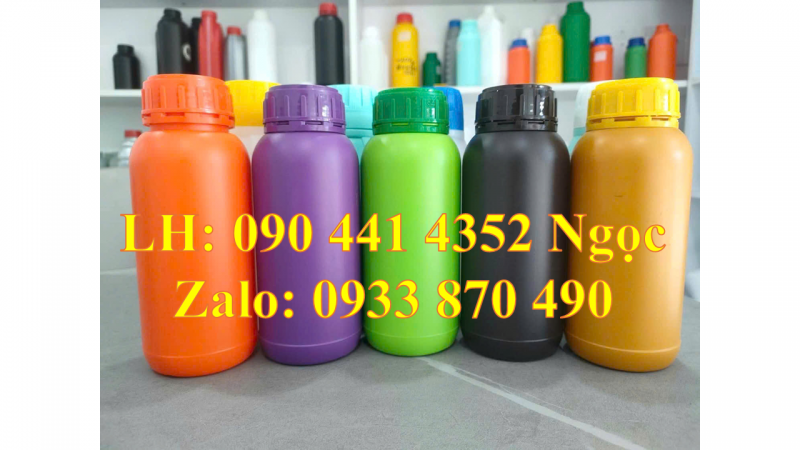 Chai nhựa 1 lít vuông đựng bazơ, bình nhựa 500ml đựng phẩm màu