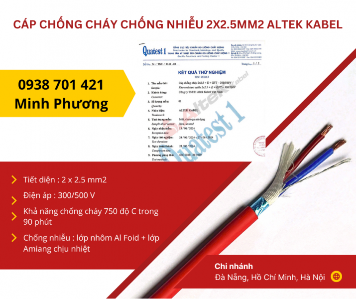Cáp chống cháy chống nhiễu 2x2.5mm2 Altek Kabel sẵn kho Đà Nẵng, Hồ Chí Minh, Hà Nội