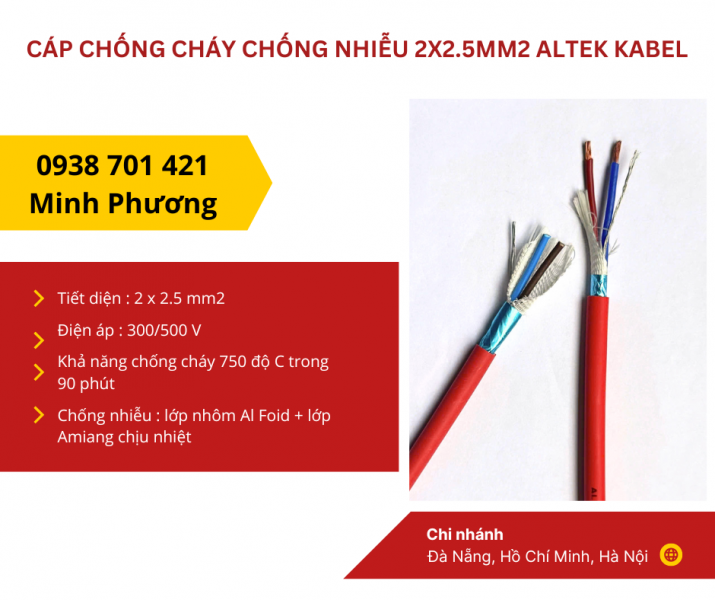 Cáp chống cháy chống nhiễu 2x2.5mm2 Altek Kabel sẵn kho Đà Nẵng, Hồ Chí Minh, Hà Nội